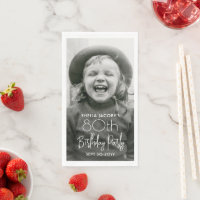 ANY Birthday Chic White Typography & Photo Party