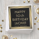 ANY Birthday Elegant Classic Black and Gold Party Napkins<br><div class="desc">Add an elegant touch to birthday party decorations with custom black and gold paper napkins. All wording on this template is simple to personalize for any year or occasion, or to include a favorite quote or funny saying. The design features classic vintage art deco typography and a modern square faux...</div>