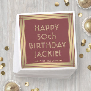 ANY Birthday Elegant Classic Burgundy & Gold Party Napkins