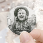 ANY Birthday Party Chic Typography Photo Thank You Classic Round Sticker<br><div class="desc">Add a personalized finishing touch to birthday party favors, invitations and thank you notes with custom photo round stickers / envelope seals. The picture and all wording on this template are simple to customize. (IMAGE PLACEMENT TIP: An easy way to position a photo exactly how you want is to crop...</div>