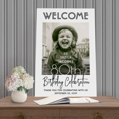 ANY Birthday Party Chic Typography Photo Welcome Foam Board