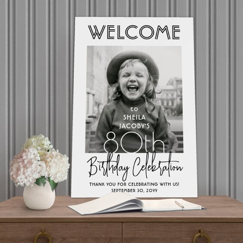 ANY Birthday Party Chic Typography Photo Welcome Foam Board