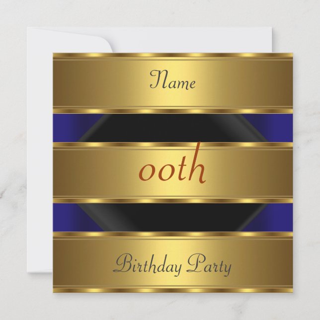 Any birthday Party Gold Black 3 Invitation (Front)
