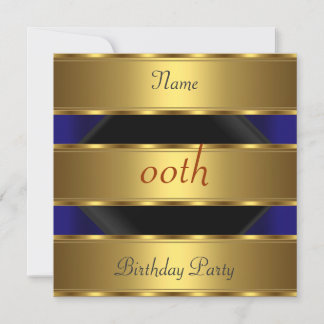 Any birthday Party Gold Black 3 Invitation