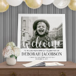 ANY Birthday Party Modern Elegant Photo Welcome Foam Board<br><div class="desc">Welcome guests to an elegant birthday party celebration with a stylish custom photo 24"x24" square foam board sign. The picture and all wording on this template are simple to personalize. It's set up for an 80th birthday, but is simple to customize for any year or event type. (IMAGE PLACEMENT TIP:...</div>