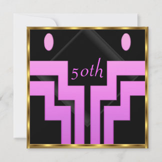 Any birthday Party Pink Black Invitation