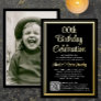 Any Birthday Party QR Code & Photo Black and Gold Foil Invitation