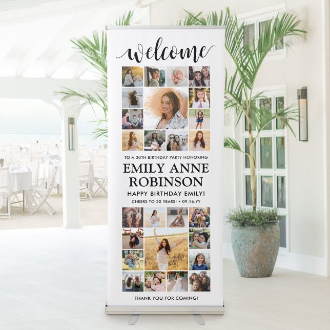 ANY Birthday Party Welcome Multi Photo Collage Retractable Banner (Creator Uploaded)