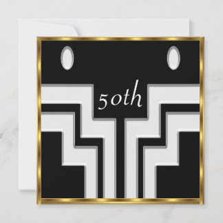 Any birthday Party White Black Invitation