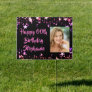 Any Birthday Photo Black Pink Stars Personalized Sign