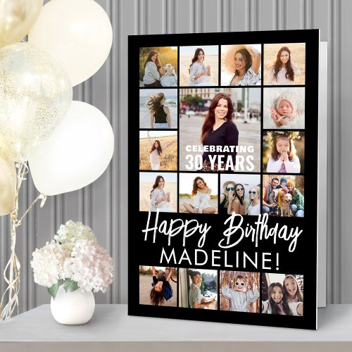 ANY Birthday Photo Collage Black and White Giant