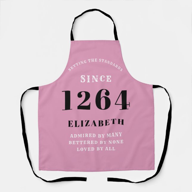 Any Birthday Pink And Black Lady's Apron (Front)