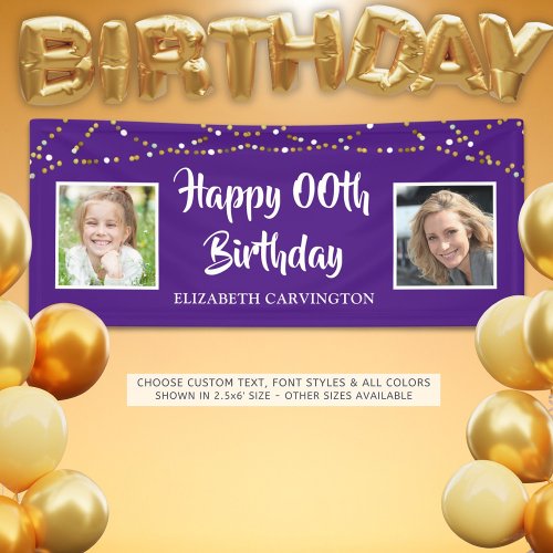 Any Birthday  Then  Now Photos  Personalized Banner