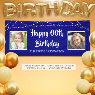 Any Birthday Then & Now Photos Personalized Banner