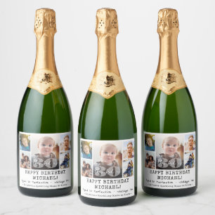 ANY Birthday "This Kid" Modern 5 Photo Collage Sparkling Wine Label