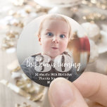 ANY Birthday "This Kid" Modern Photo Overlay Classic Round Sticker<br><div class="desc">Add a stylish personalized touch to birthday party favors, decorations, and thank you notes with fun modern "This Kid" photo round stickers. All wording on this template is simple to customize for envelope seals or gift tags. The colors, font styles and overlay opacity are easy to change with the Zazzle...</div>