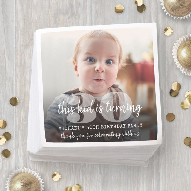 ANY Birthday "This Kid" Modern Photo Overlay Napkins (Creator Uploaded)