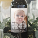ANY Birthday "This Kid" Modern Photo Overlay Wine Label<br><div class="desc">Add a stylish personalized touch to birthday party decorations with fun modern "This Kid" photo wine bottle labels. All wording on this template is simple to customize. The colors, font styles and overlay opacity are easy to change with the Zazzle Design Editor tool. The minimalist black and white design features...</div>