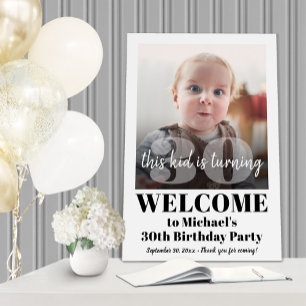 ANY Birthday "This Kid" Modern Photo Party Welcome Foam Board