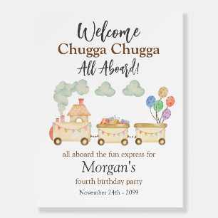 Any Birthday Watercolor Brown Train Fun Express Foam Board