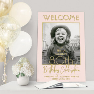 ANY Birthday Welcome Photo Chic Blush Pink & Gold Foam Board