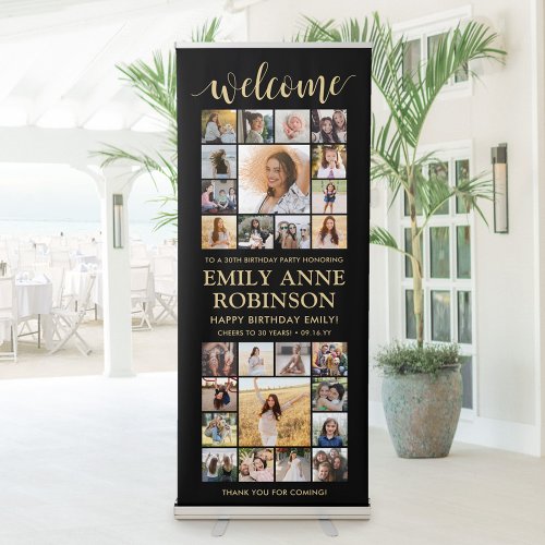 ANY Birthday Welcome Photo Collage Black and Gold