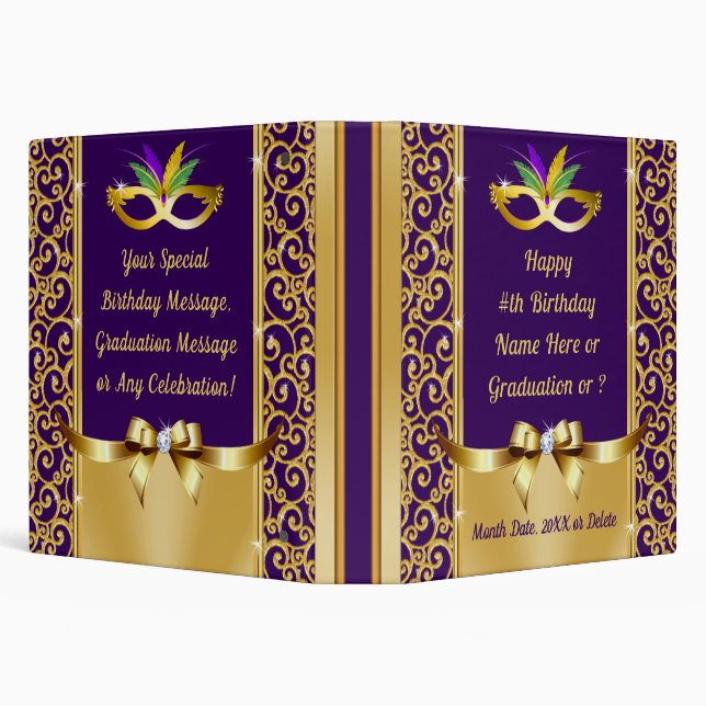 ANY CELEBRATION, Mardi Gras Mask Photo Album, 3 Ring Binder (Background)