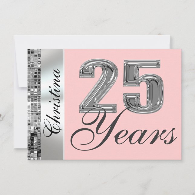 Any Color & 25 Years Birthday Party Invitation (Front)