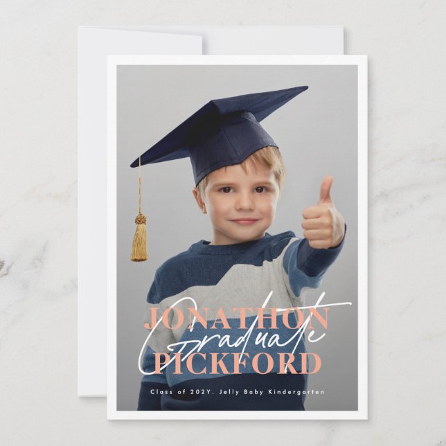 ANY COLOR 2 Photo KINDERGARTEN Graduation Party Invitation (Front)