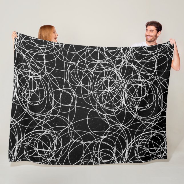 Any Color Abstract Swirly Scribble Fleece Blanket (In Situ)