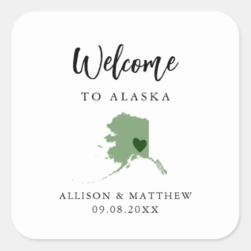 Any Color Alaska Wedding Welcome Bag or Box Square Sticker