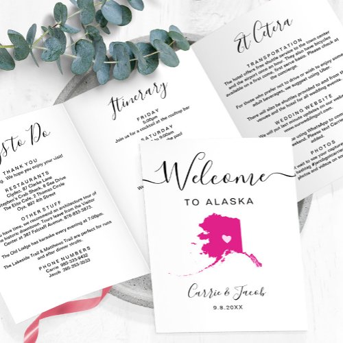 Any Color Alaska Wedding Welcome Itinerary Letter Tri_Fold Program