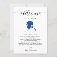 Any Color Alaska Wedding Welcome Letter Itinerary