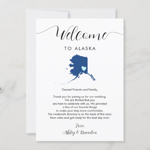 Any Color Alaska Wedding Welcome Letter Itinerary