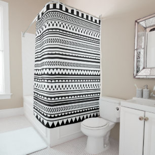 Any Color and Black Aztec Shower Curtain