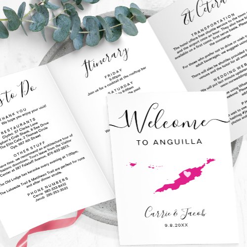 Any Color Anguilla Wedding Bag Welcome Itinerary Tri_Fold Program