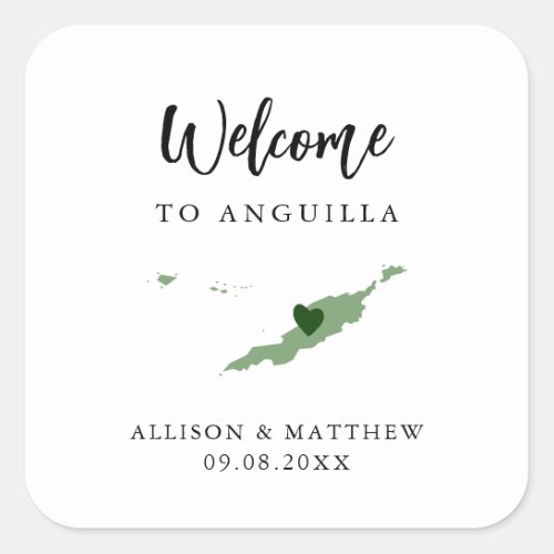 Any Color Anguilla Wedding Welcome Bag or Box Square Sticker