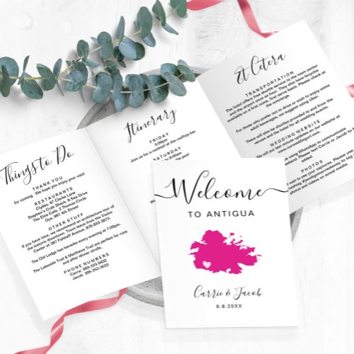 Any Color Antigua Wedding Bag Welcome Itinerary Tri_Fold Program