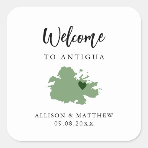 Any Color Antigua Wedding Welcome Bag or Box Square Sticker