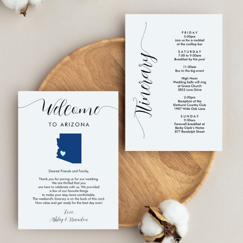 Any Color Arizona Wedding Welcome Letter Itinerary