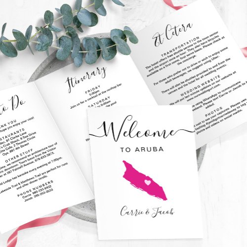 Any Color Aruba Wedding Bag Welcome Itinerary Tri_Fold Program