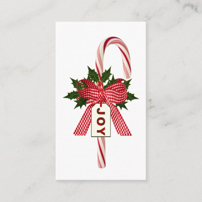 Any Color Background Candy Cane "Joy" Christmas Enclosure Card (Front)