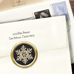 Any Color Background Gold Crystal Snowflake Seal