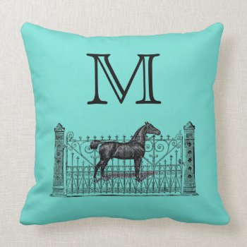 Any Color Background - Monogram Equestrian Throw Pillow by K2Pphotography at Zazzle