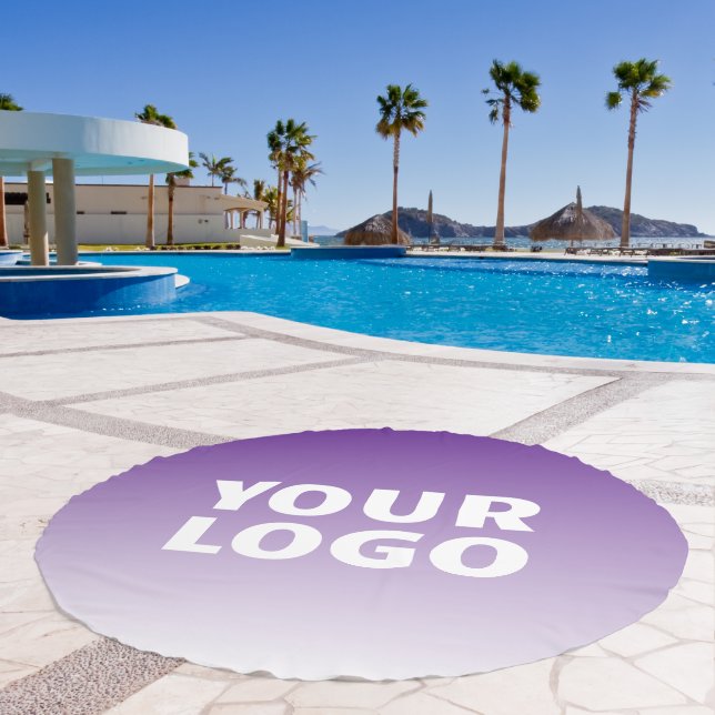 Any Color Background | White Gradient & Your Logo Beach Towel (Pool)