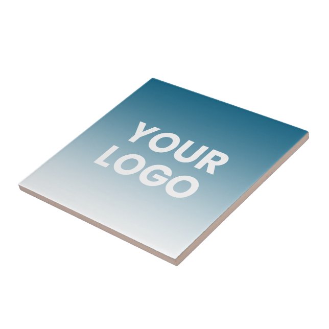 Any Color Background | White Gradient & Your Logo Ceramic Tile (Side)