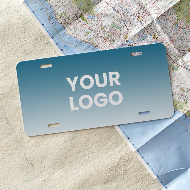 Any Color Background | White Gradient & Your Logo License Plate (In Situ)
