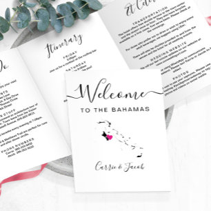 Any Color Bahamas Wedding Bag Welcome Itinerary Tri-Fold Program
