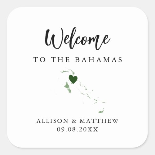 Any Color Bahamas Wedding Welcome Bag or Box Square Sticker