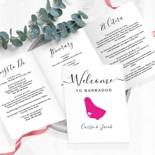 Any Color Barbados Wedding Bag Welcome Itinerary Tri_Fold Program